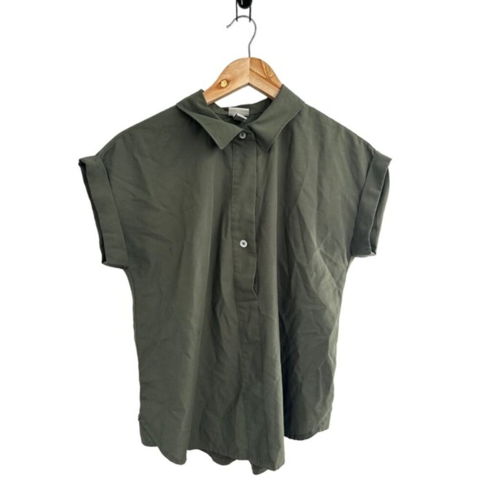 A New‎ Day Green Collared Short Sleeve Top XS